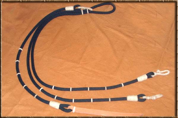 Nylon Black Reins with Rawhide Buttons - RRWR